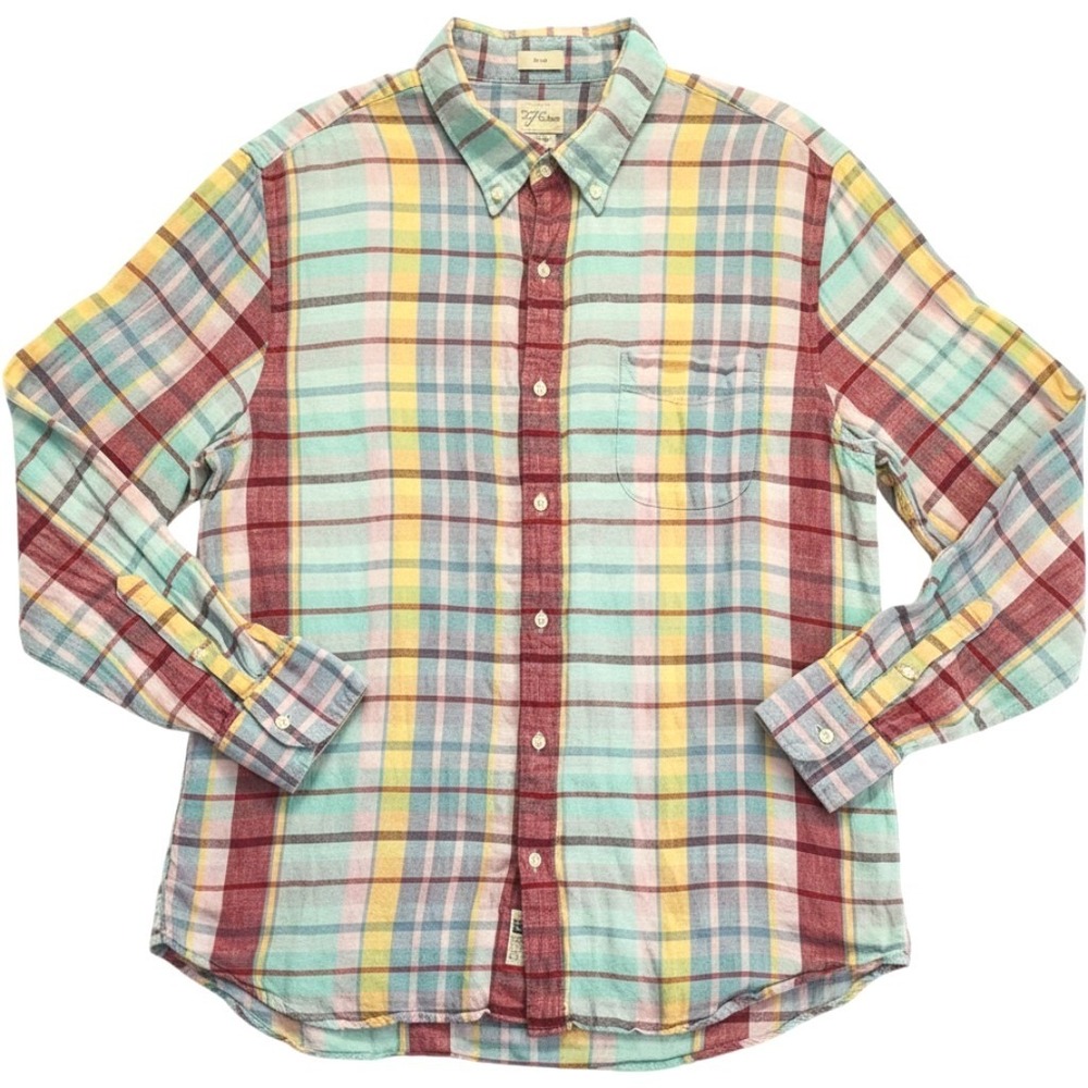 J.Crew Baird McNutt Irish Linen Slim Fit Plaid Button Down Shirt XL